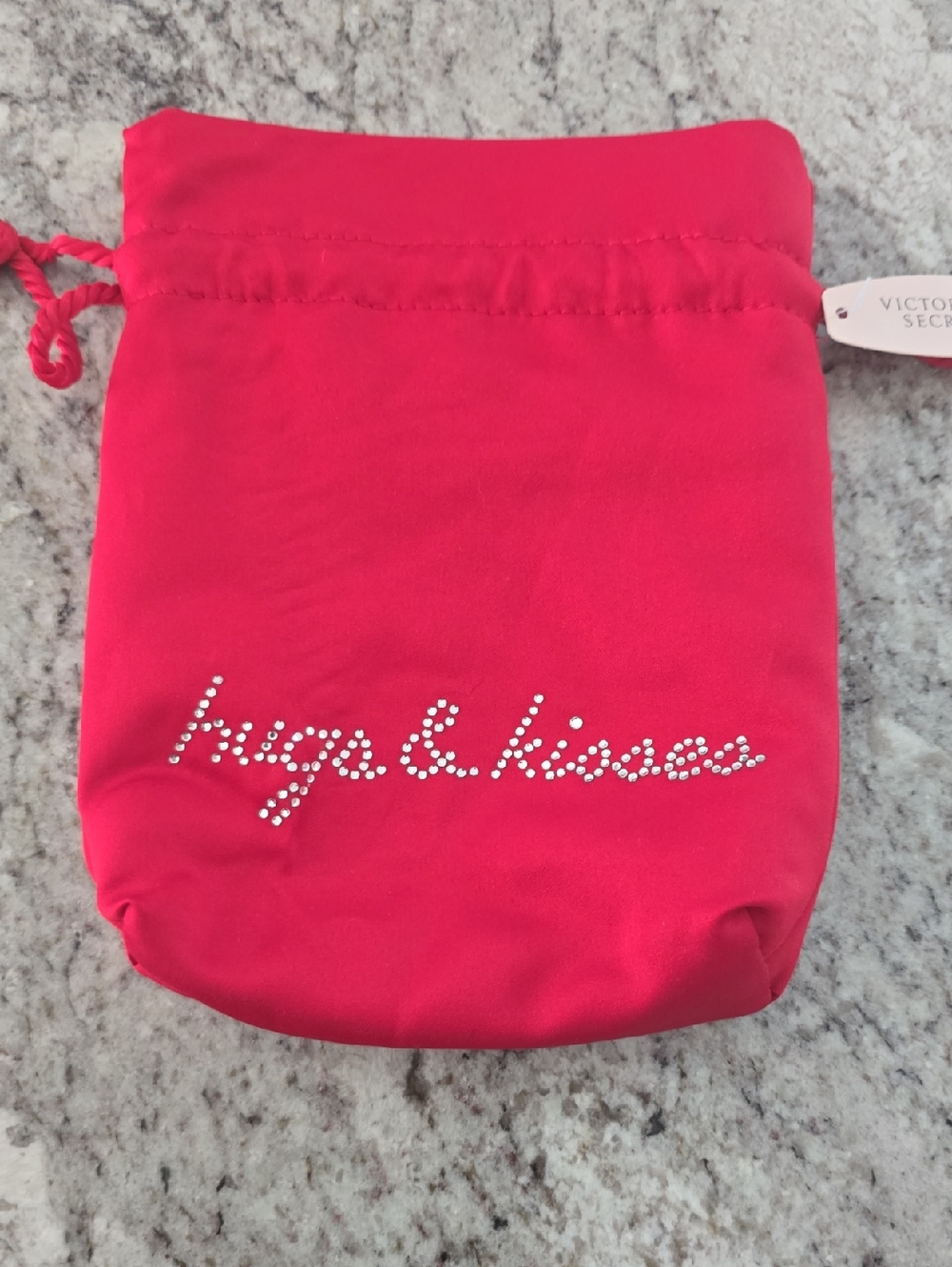 Victoria's Secret RED Rhinestone 'Hugs & Kisses' Pouch ❤️